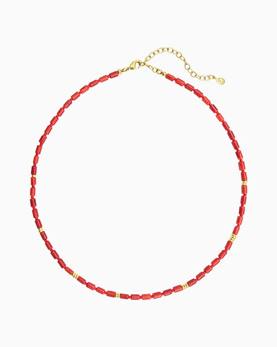 RED CORAL BEADED NECKLACE