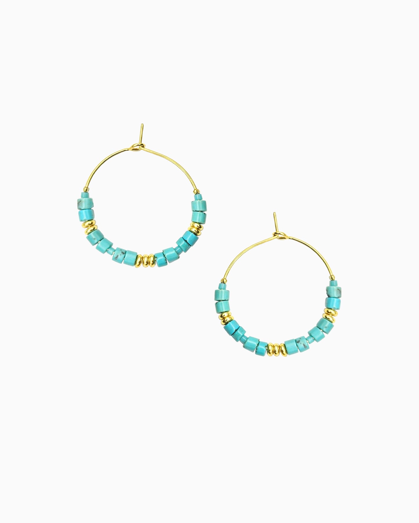 TURQUOISE BEADED HOOP EARRINGS