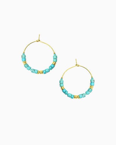 TURQUOISE BEADED HOOP EARRINGS