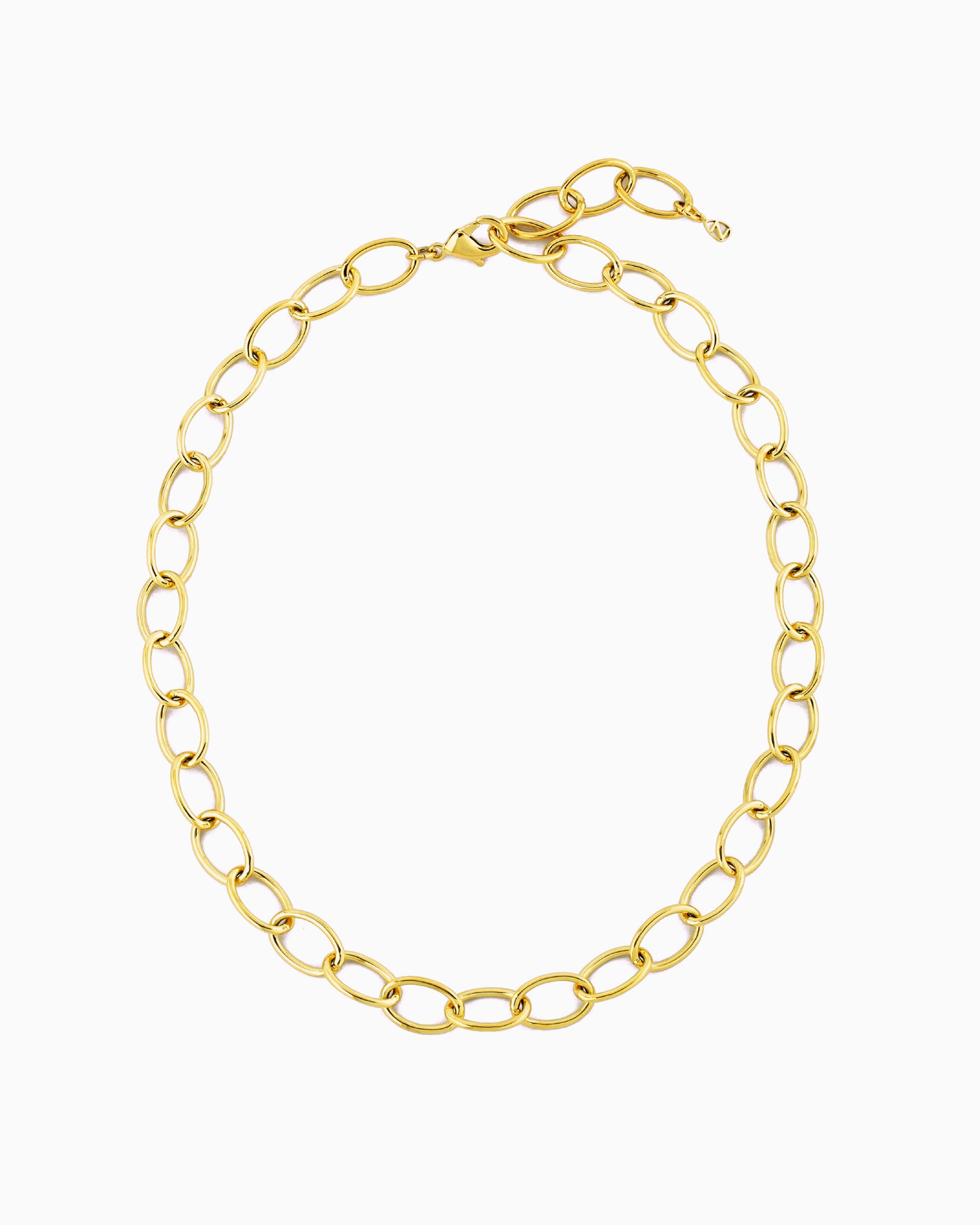 Gold oval link chain necklace