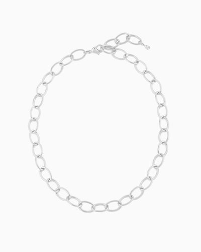 Silver oval link chain necklace