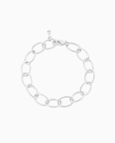 Silver oval link chain bracelet