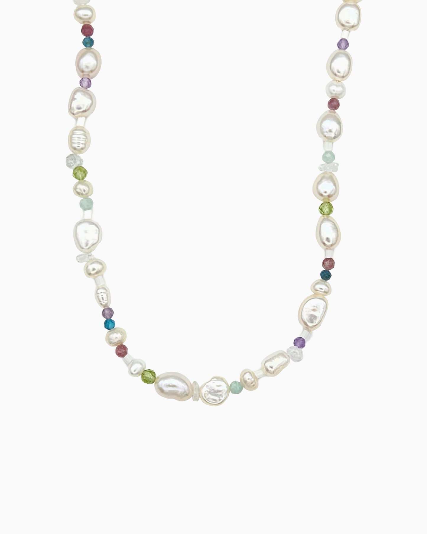 PEARL & MIXED GEM BEADED NECKLACE
