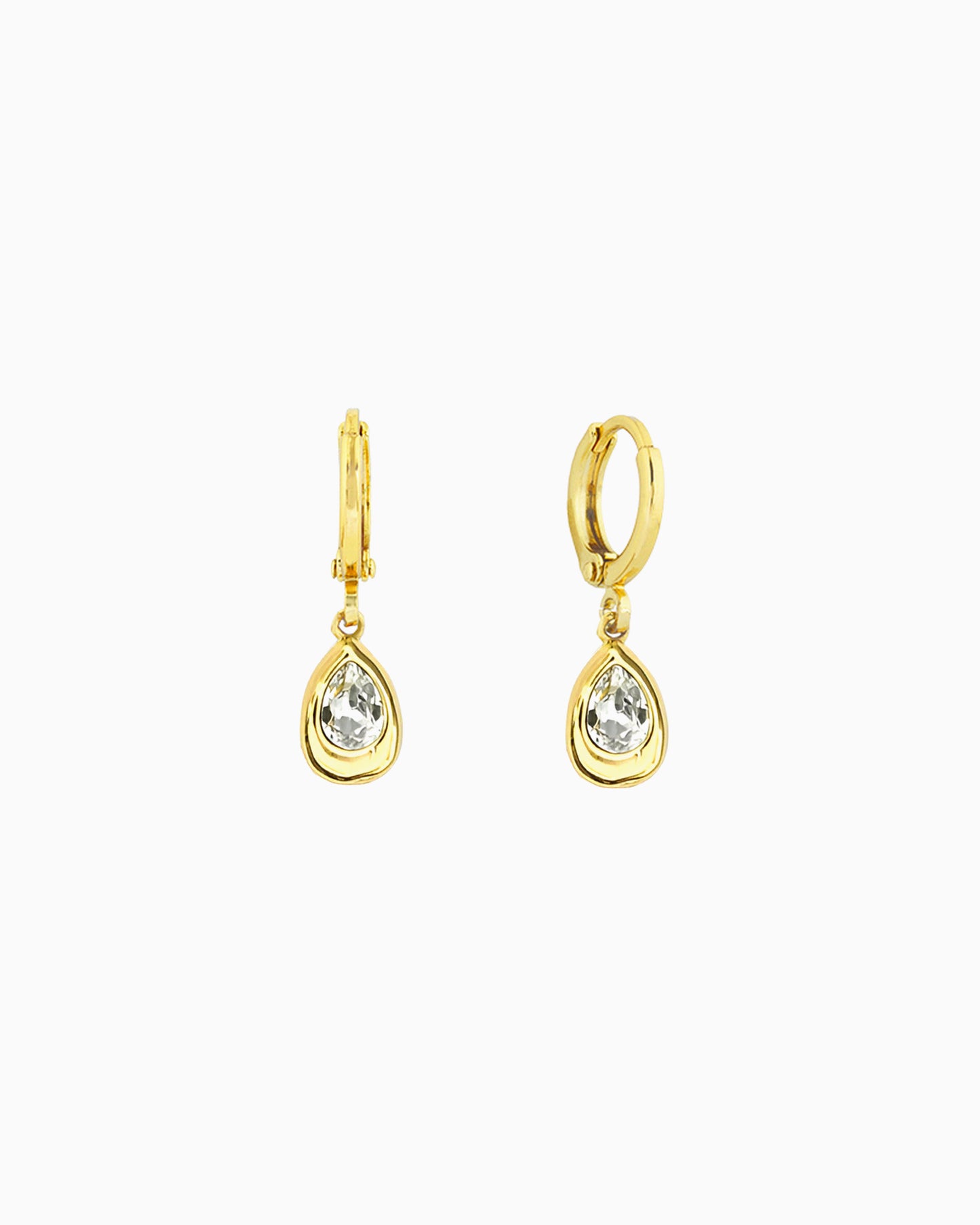 MOLTEN TEARDROP CRYSTAL HUGGIE EARRINGS