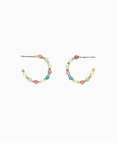 BLOSSOM GARDEN GEMSTONE HOOP EARRINGS