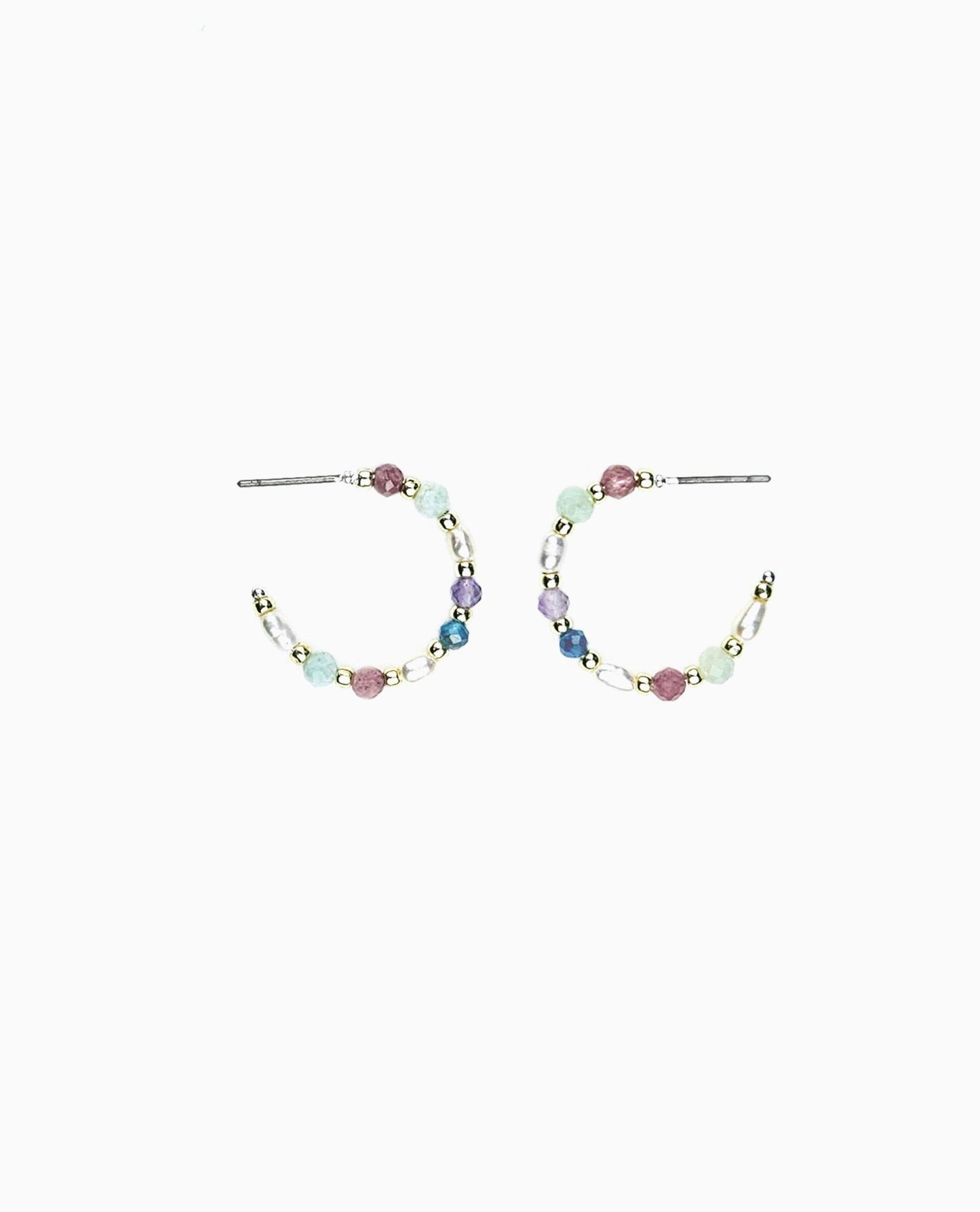 BLOSSOM GARDEN GEMSTONE HOOP EARRINGS