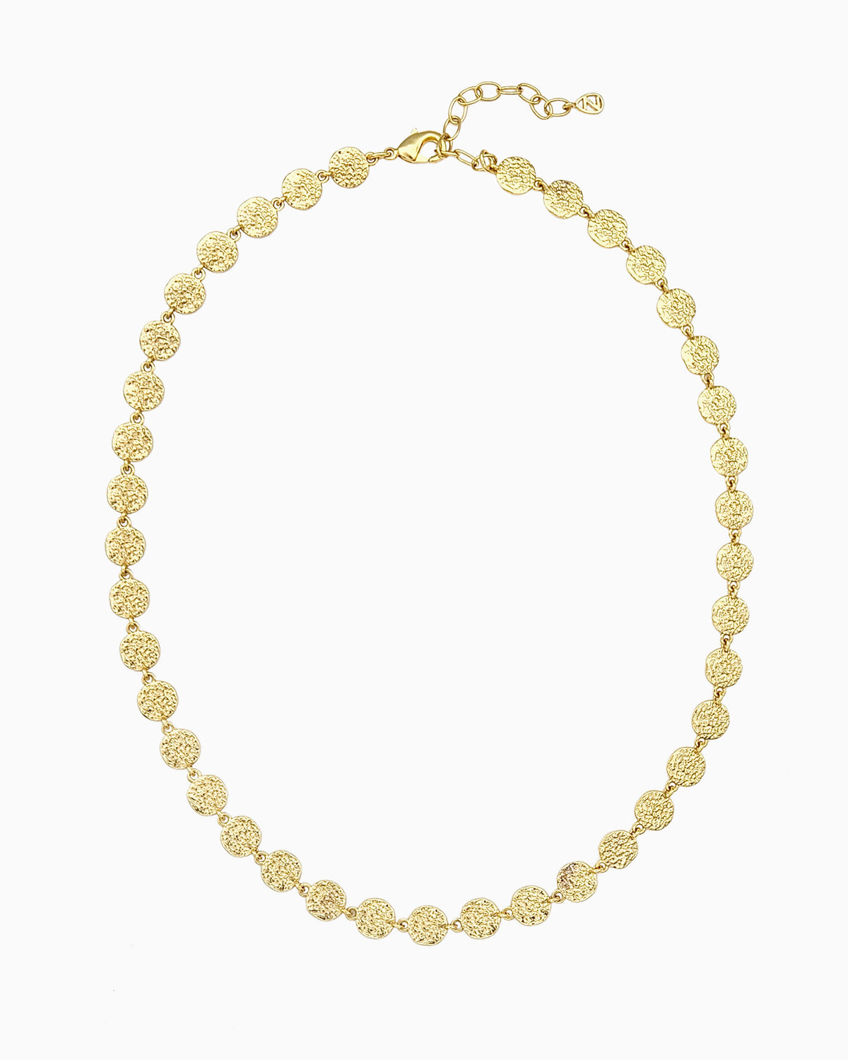 soft erosion disc link necklace in gold finish