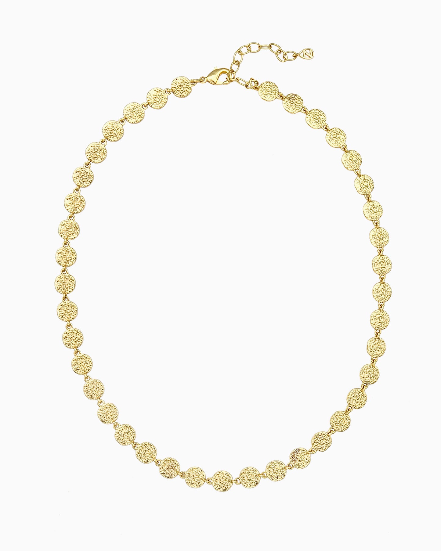 soft erosion disc link necklace in gold finish