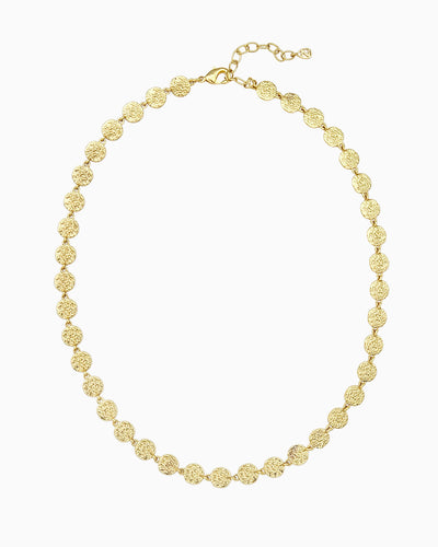 soft erosion disc link necklace in gold finish
