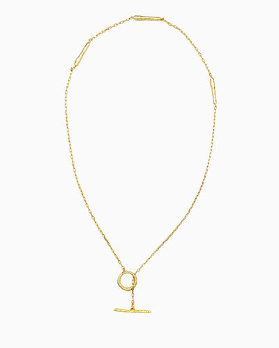 oft erosion bar necklace with front toggle clasp in gold finish