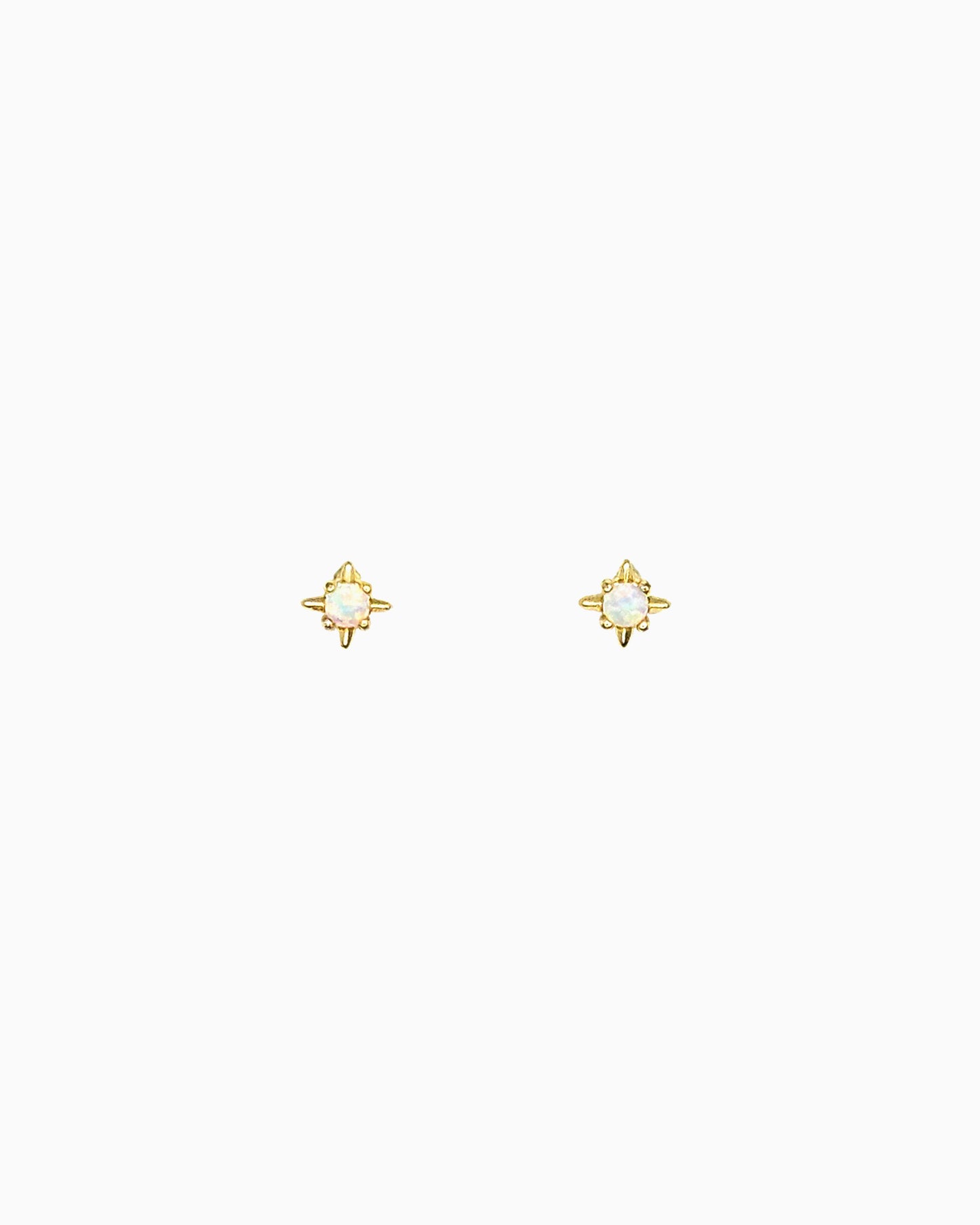 TINY STAR WHITE OPAL STUD EARRINGS
