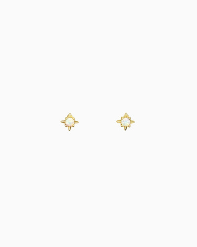 TINY STAR WHITE OPAL STUD EARRINGS