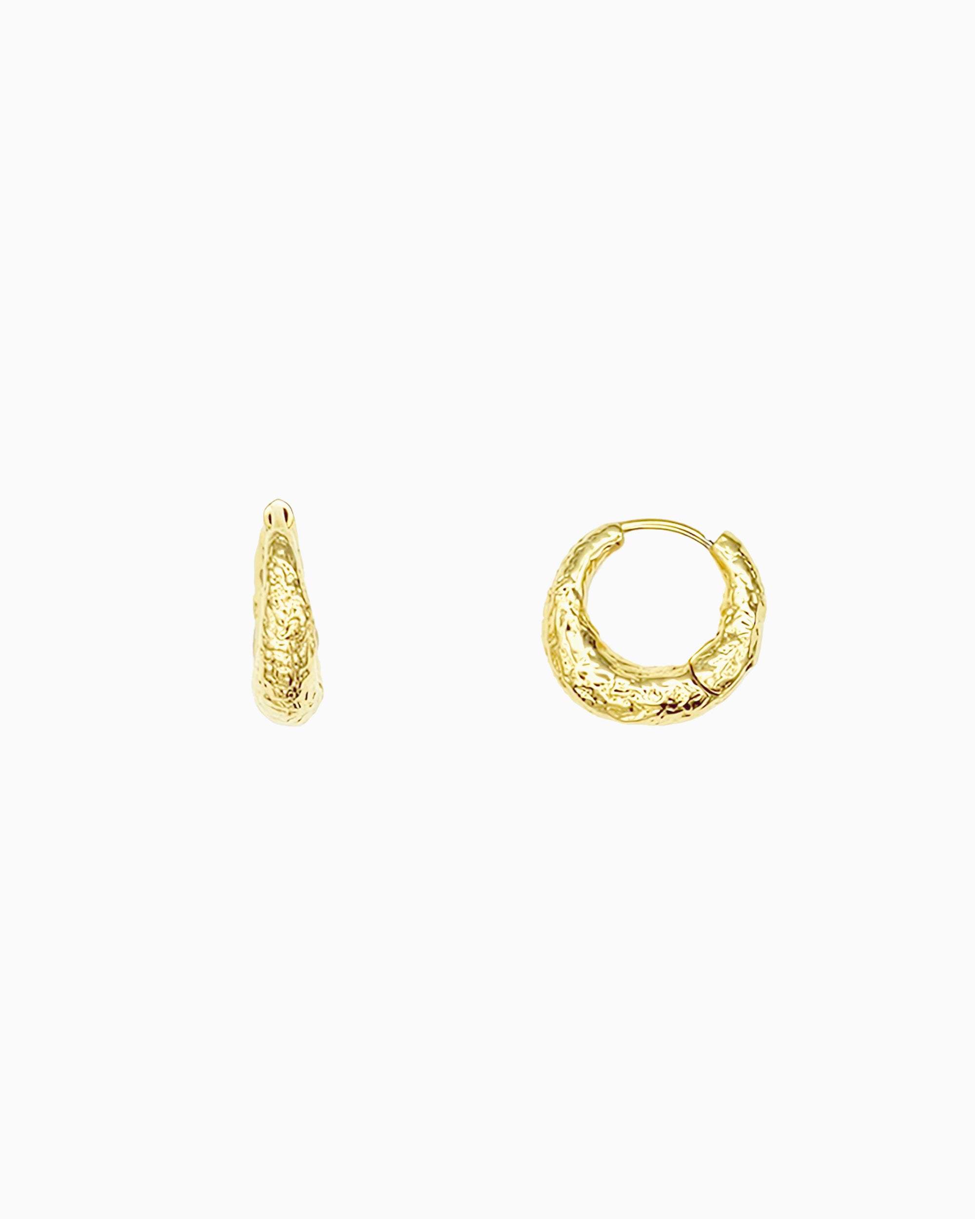 Textured huggie earrings in gold finish