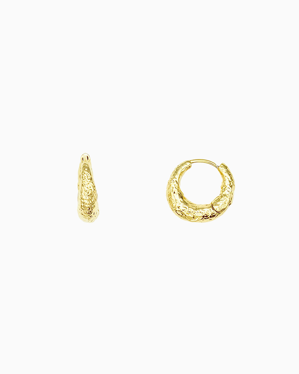 Textured huggie earrings in gold finish