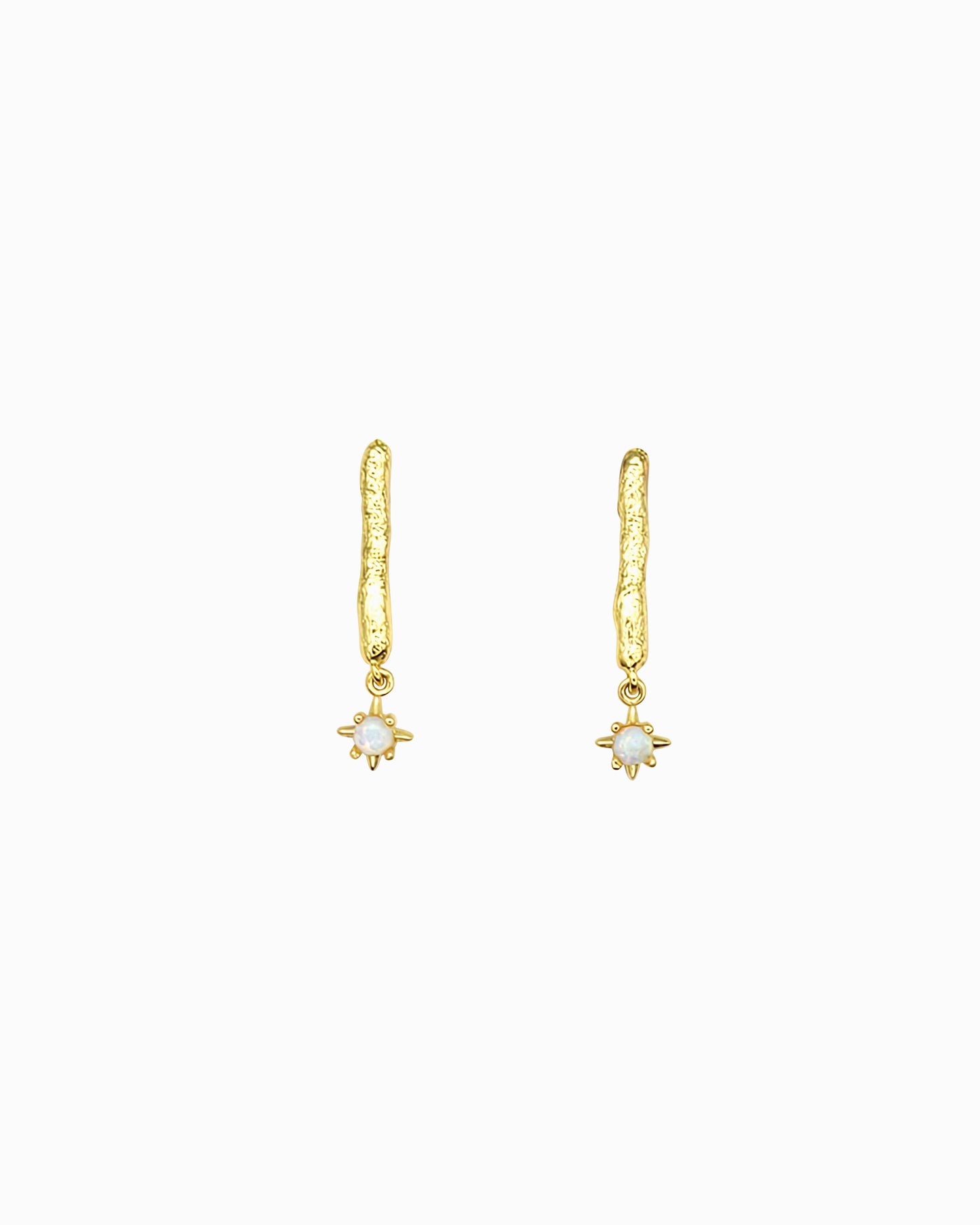 TINY STAR WHITE OPAL DROP EARRINGS