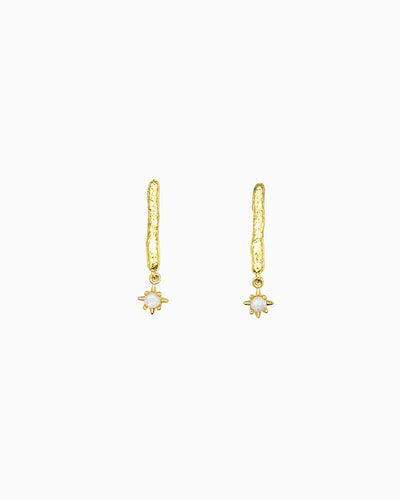 TINY STAR WHITE OPAL DROP EARRINGS