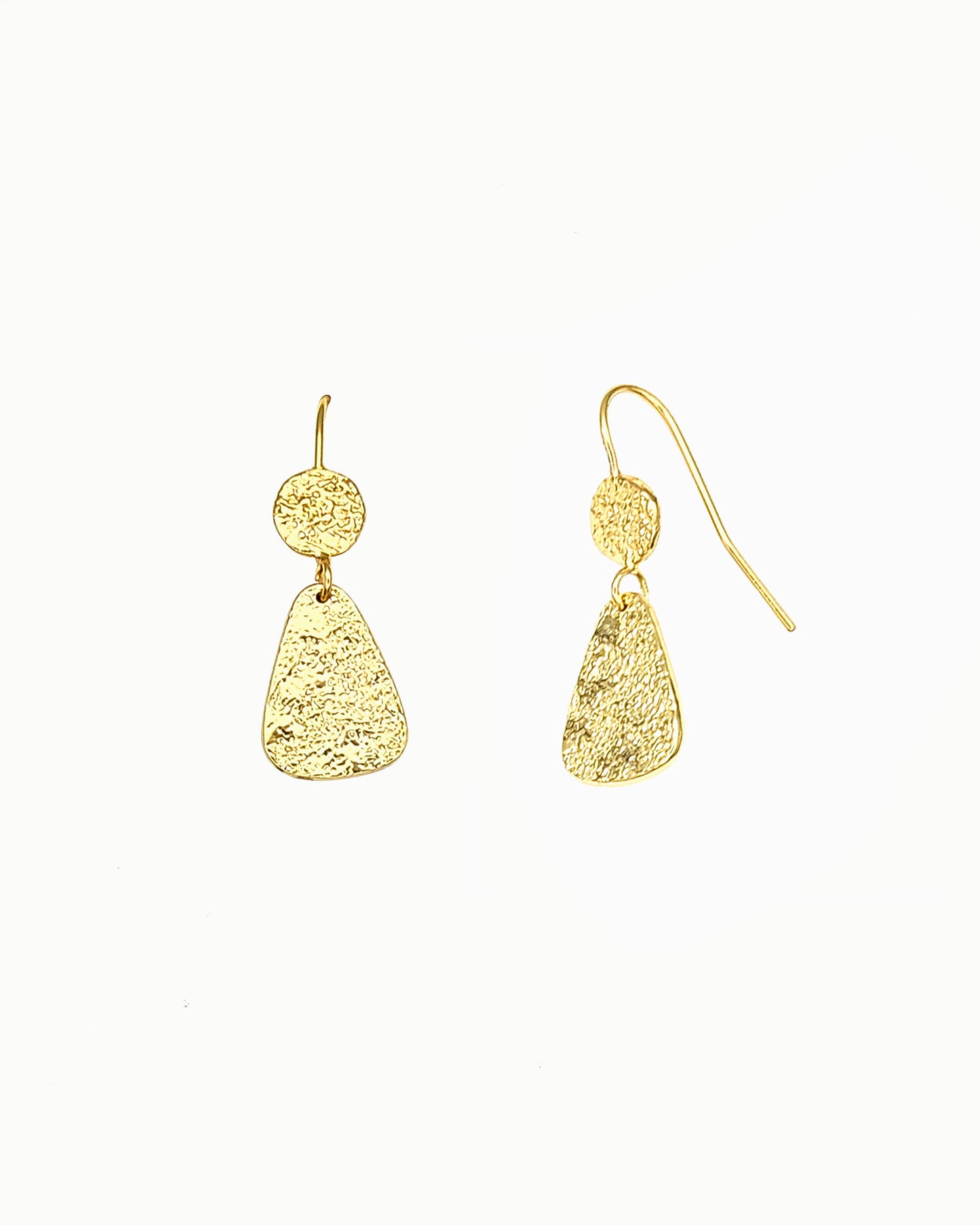 organic textured drop earrings in gold finish