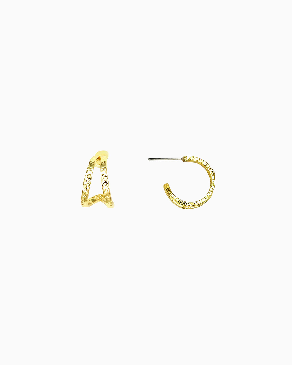 organic textured double hoop earrings in gold finish