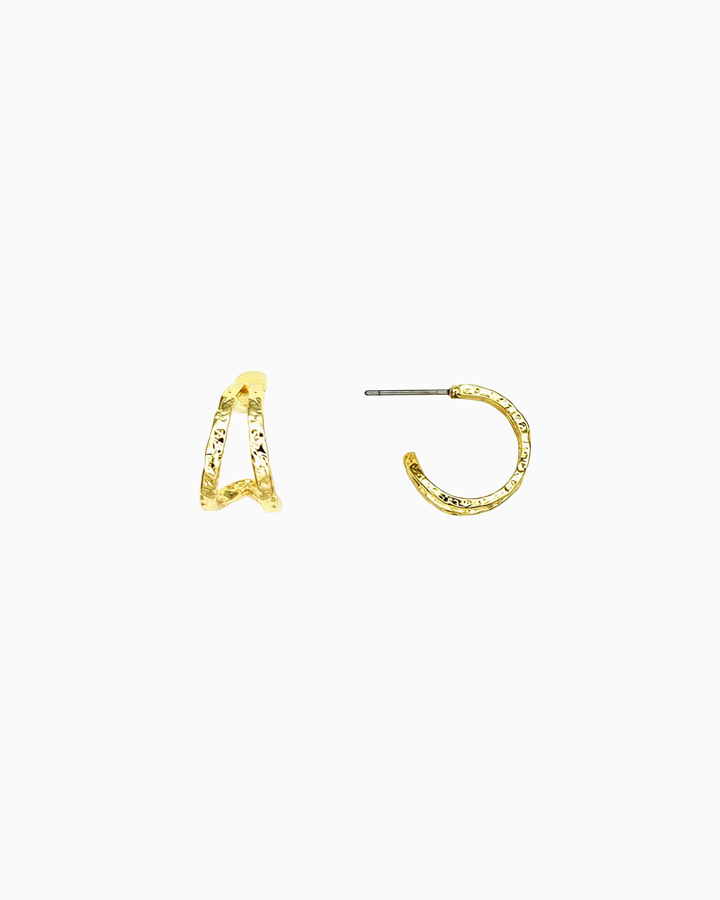organic textured double hoop earrings in gold finish