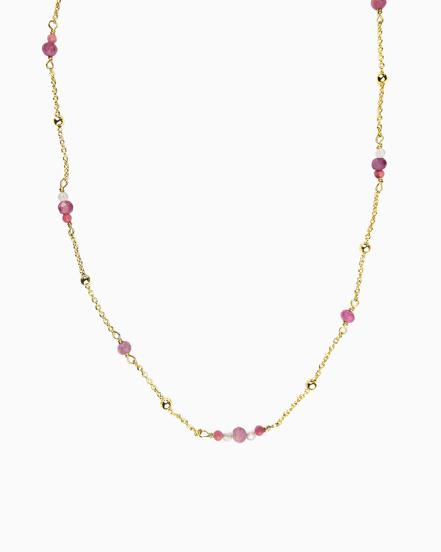 PINK GEMSTONE BEADED NECKLACE