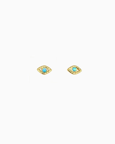 BLUE OPAL EVIL EYE STUD EARRINGS