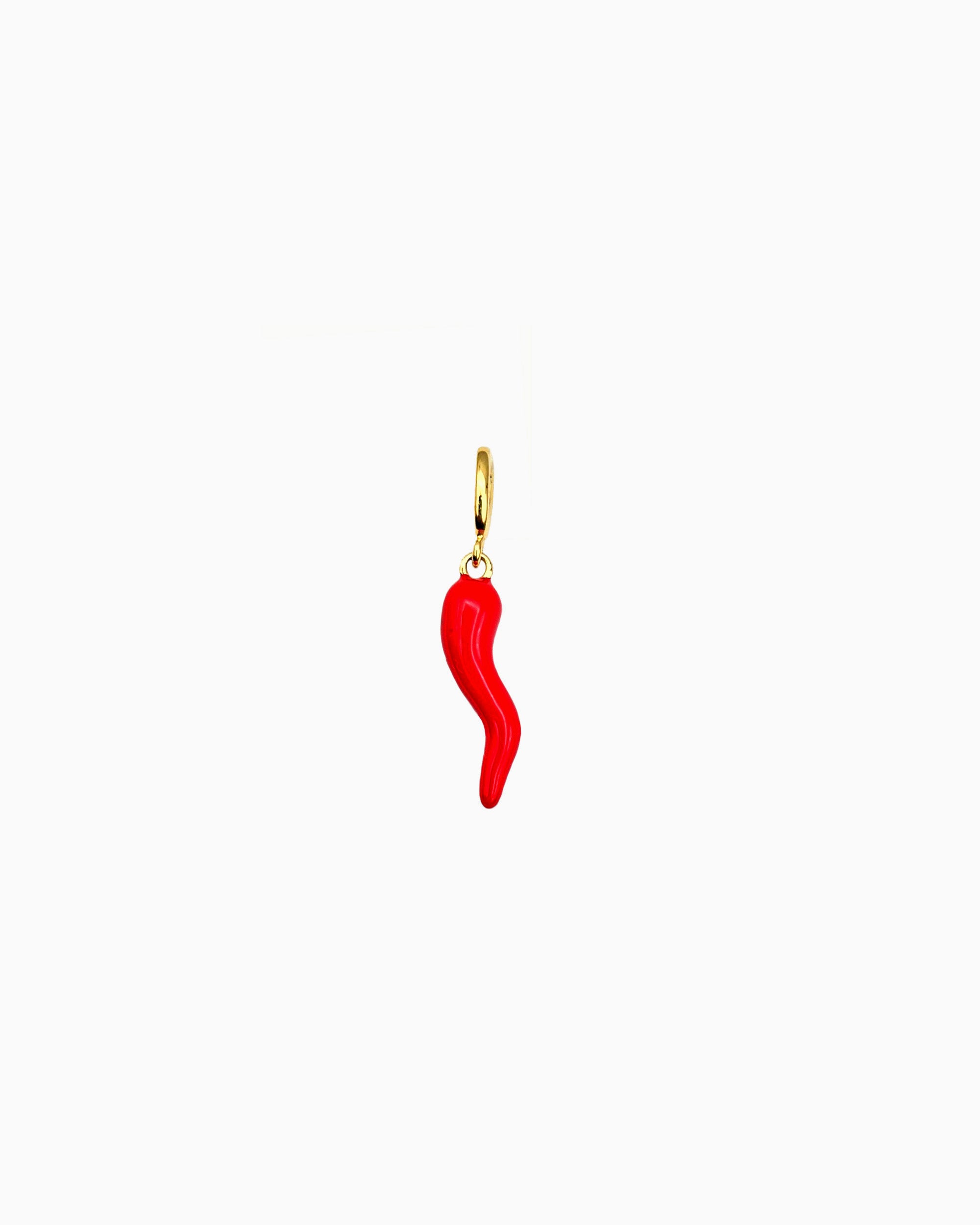 god pvd plated red cornicello horn charm