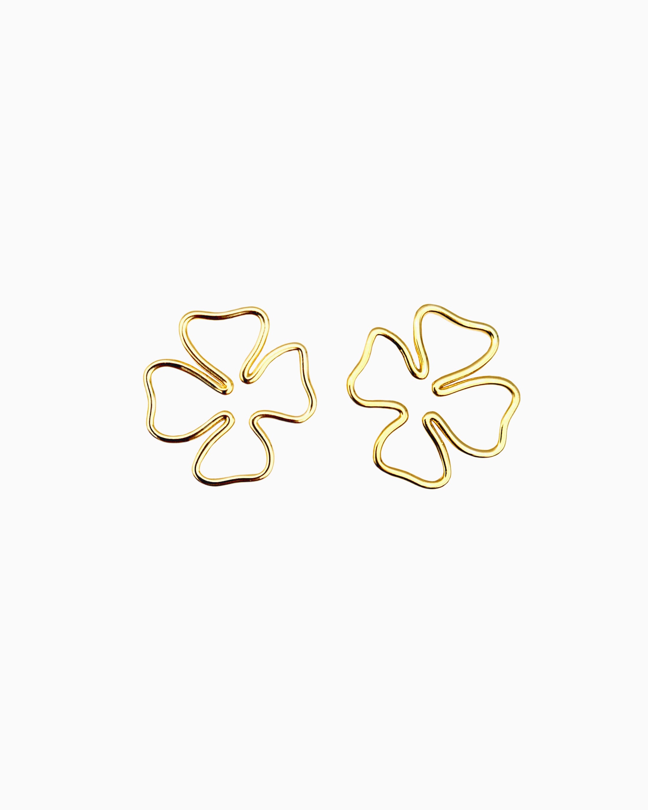 gold pvd plated four-leaf clover stud earrings