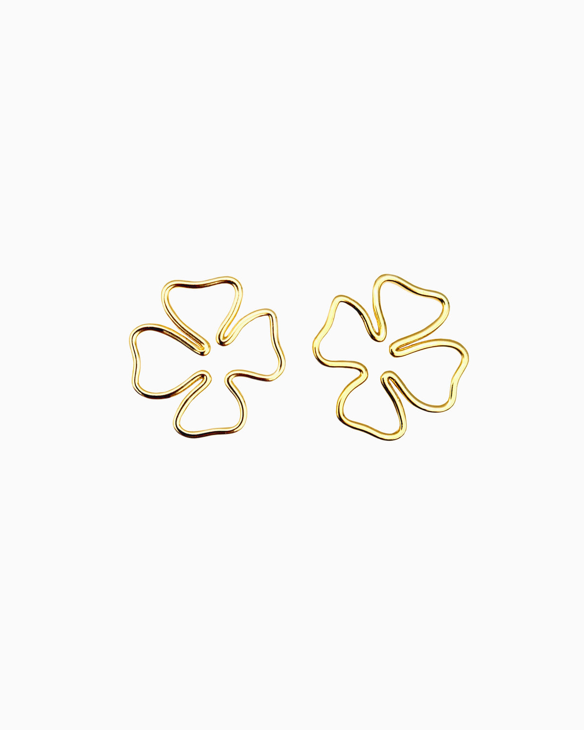 gold pvd plated four-leaf clover stud earrings
