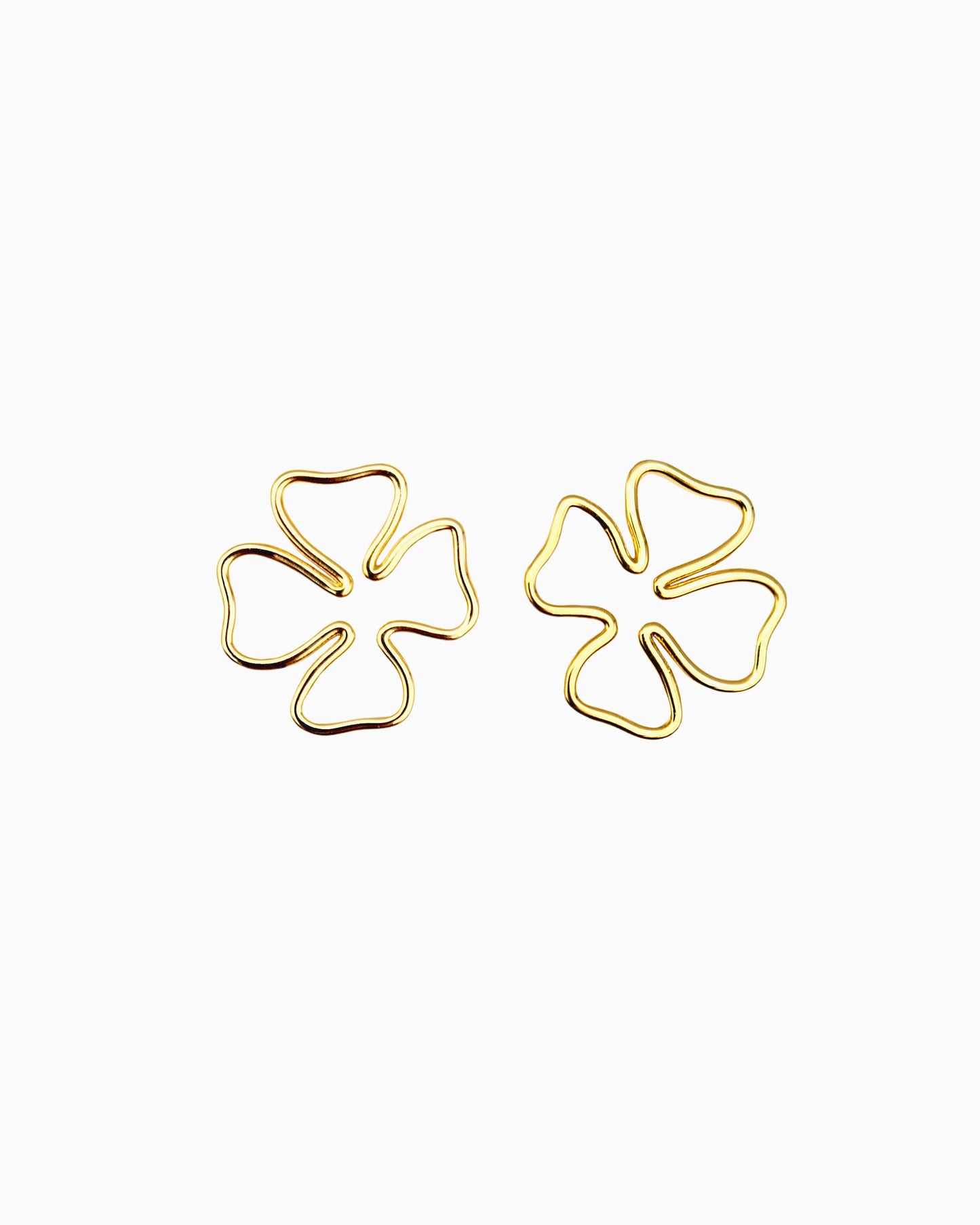 gold pvd plated four-leaf clover stud earrings