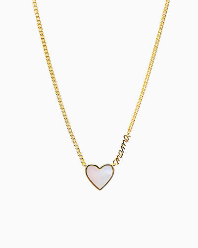 MAMA MOP INLAY HEART NECKLACE