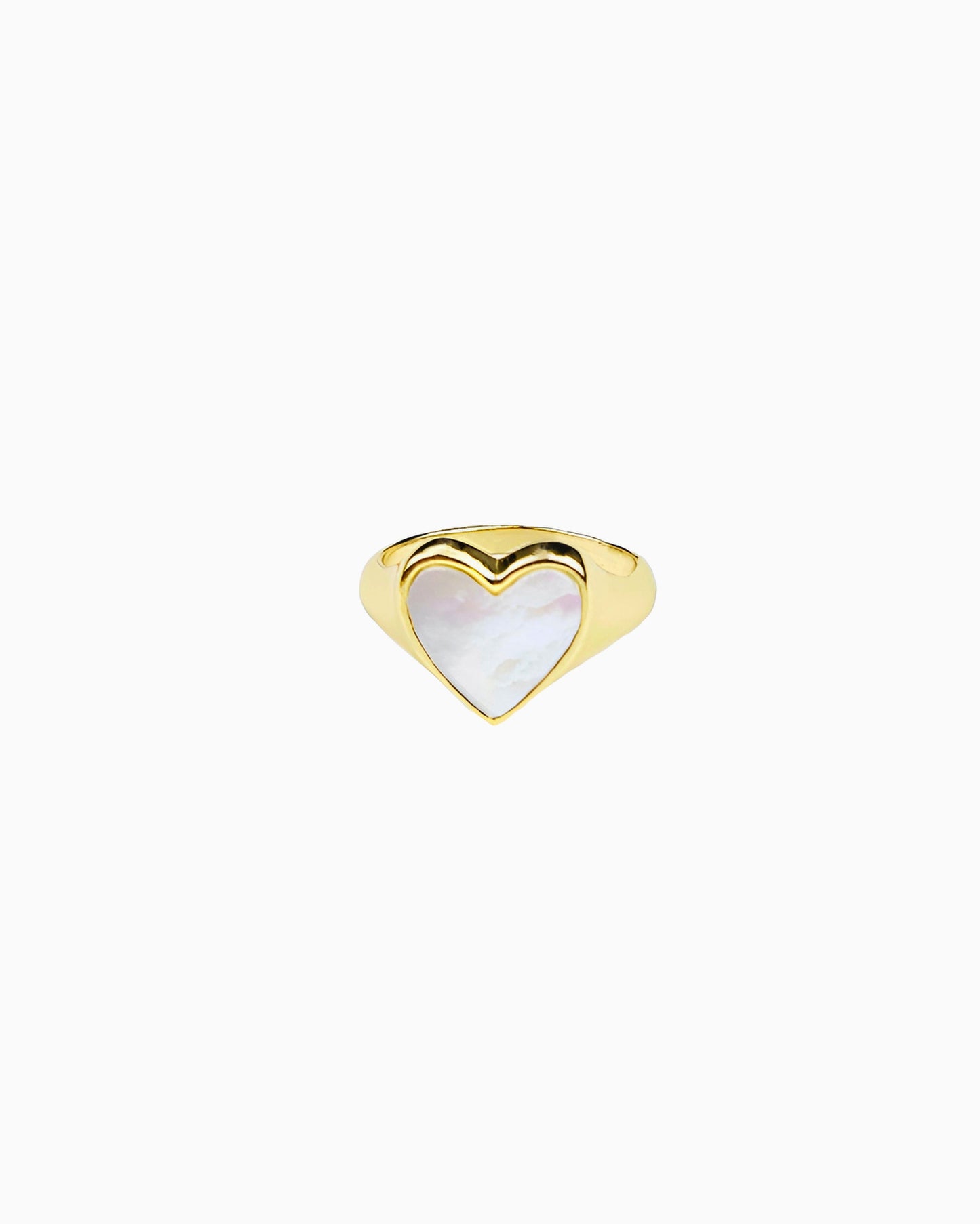 MOP HEART SIGNET RING