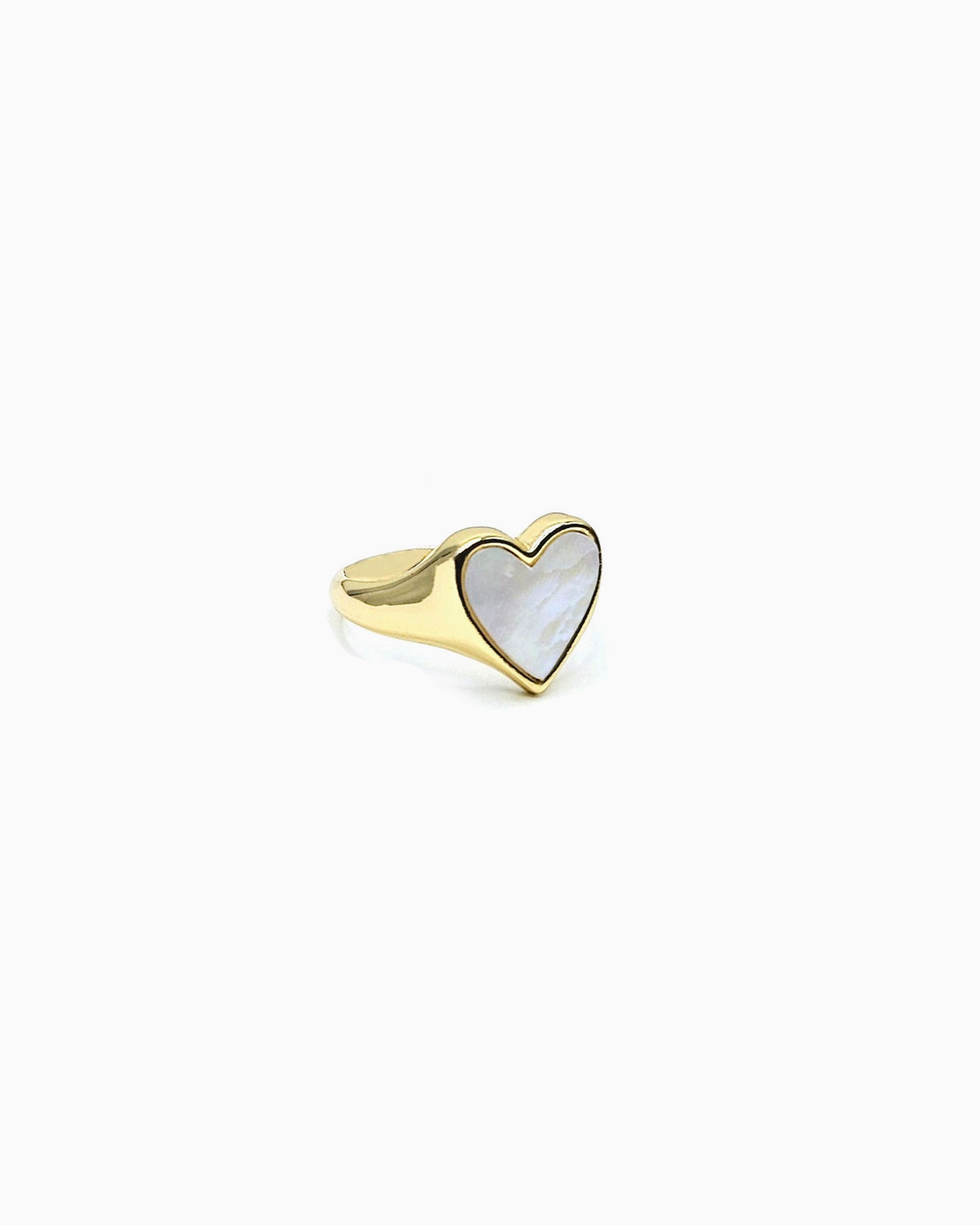 MOP HEART SIGNET RING