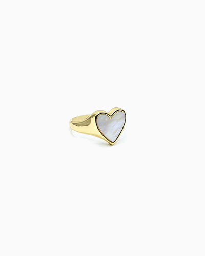 MOP HEART SIGNET RING