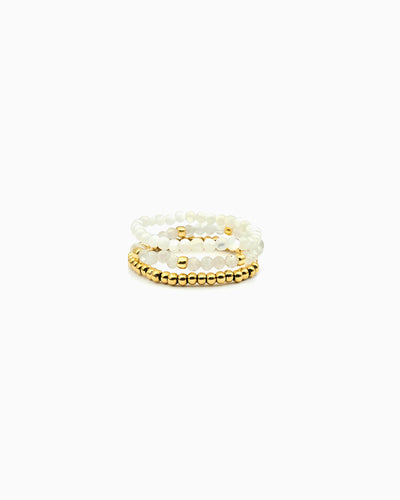 WHITE GEMSTONE STRETCH RINGS