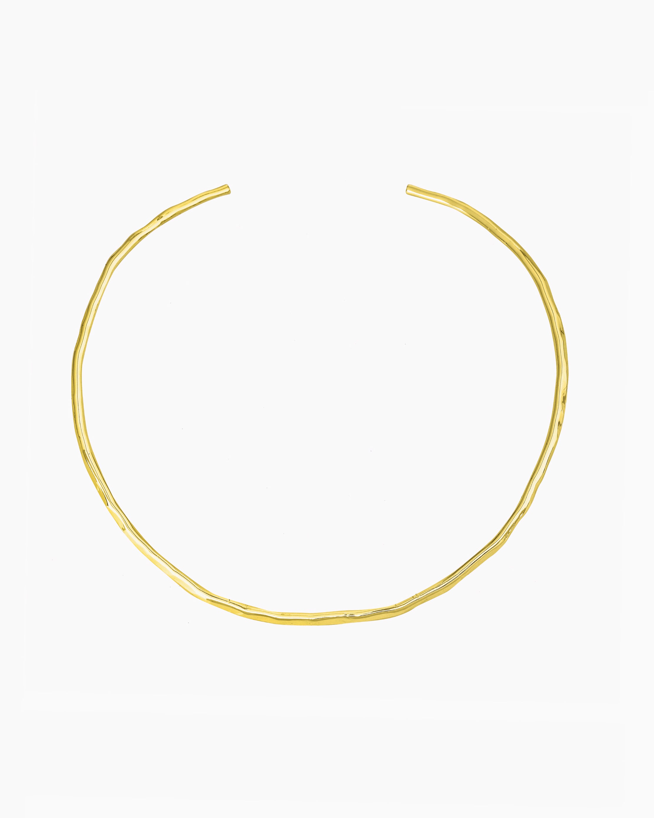 hand hammered gold wire collar necklace with organic texture