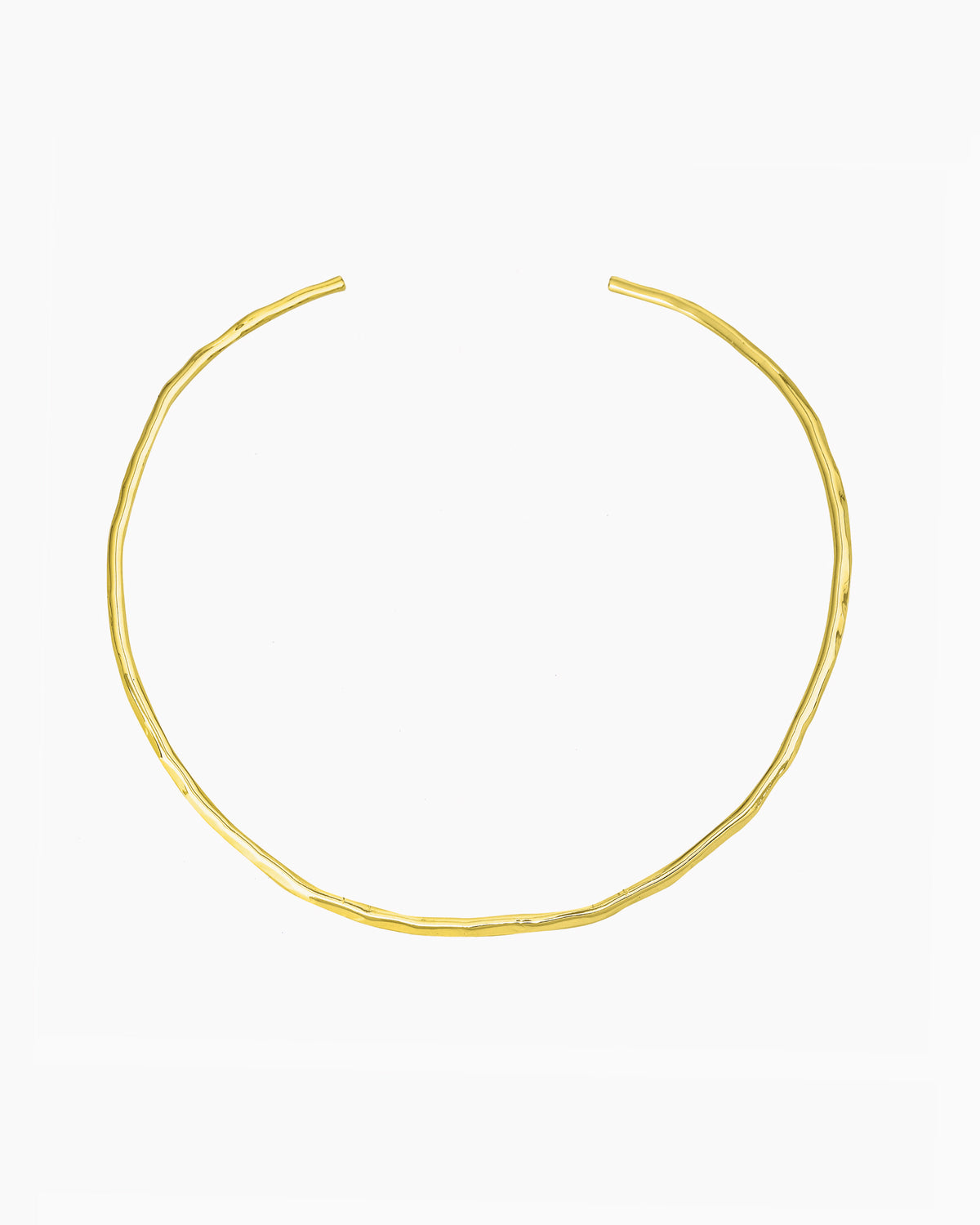 hand hammered gold wire collar necklace with organic texture