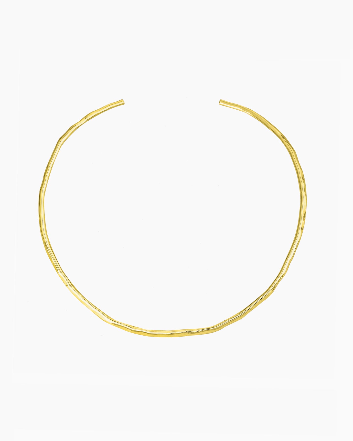 hand hammered gold wire collar necklace with organic texture