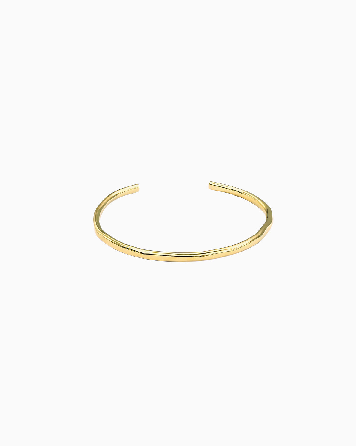 hand hammered gold wire cuff bracelet with organic texture
