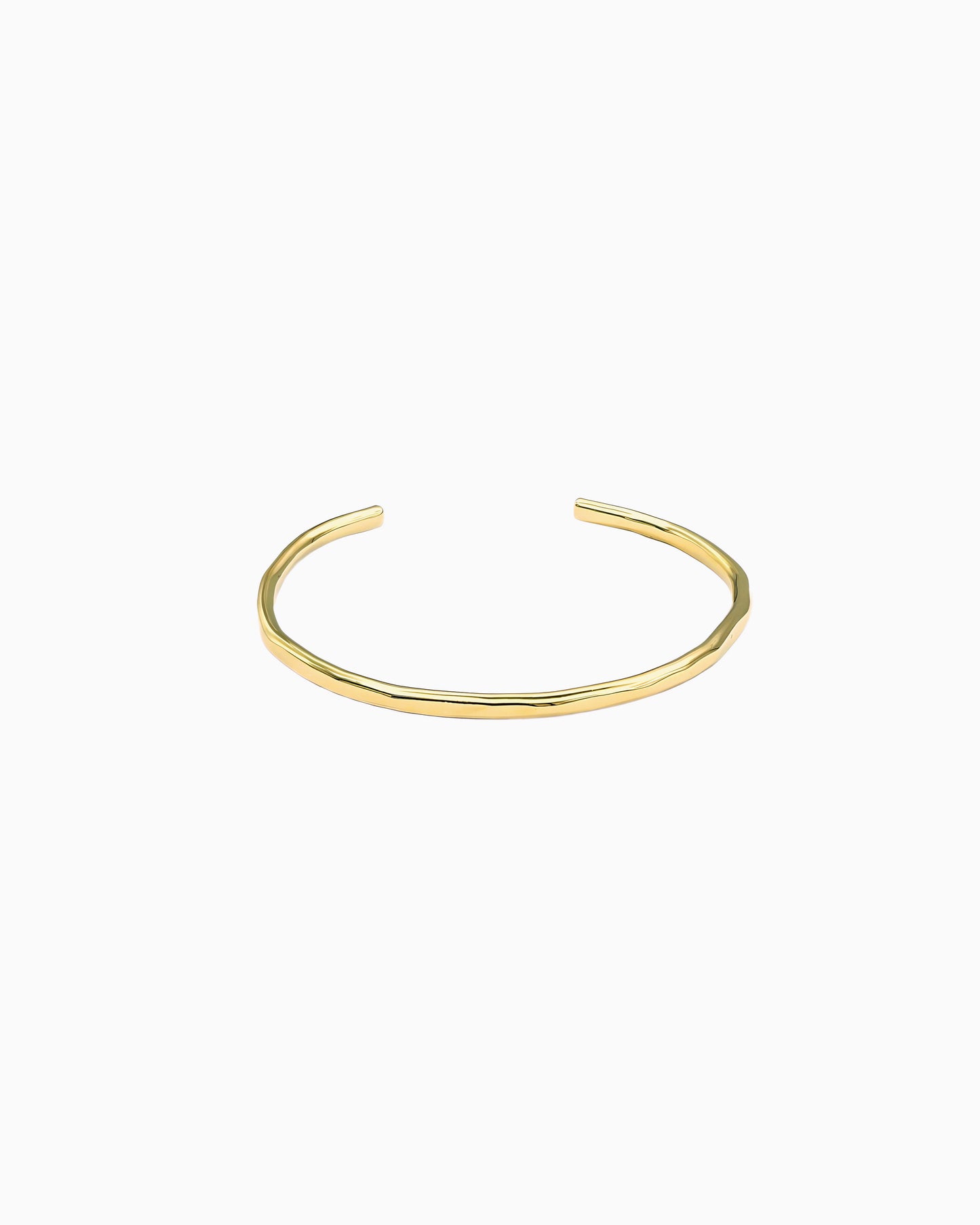 hand hammered gold wire cuff bracelet with organic texture