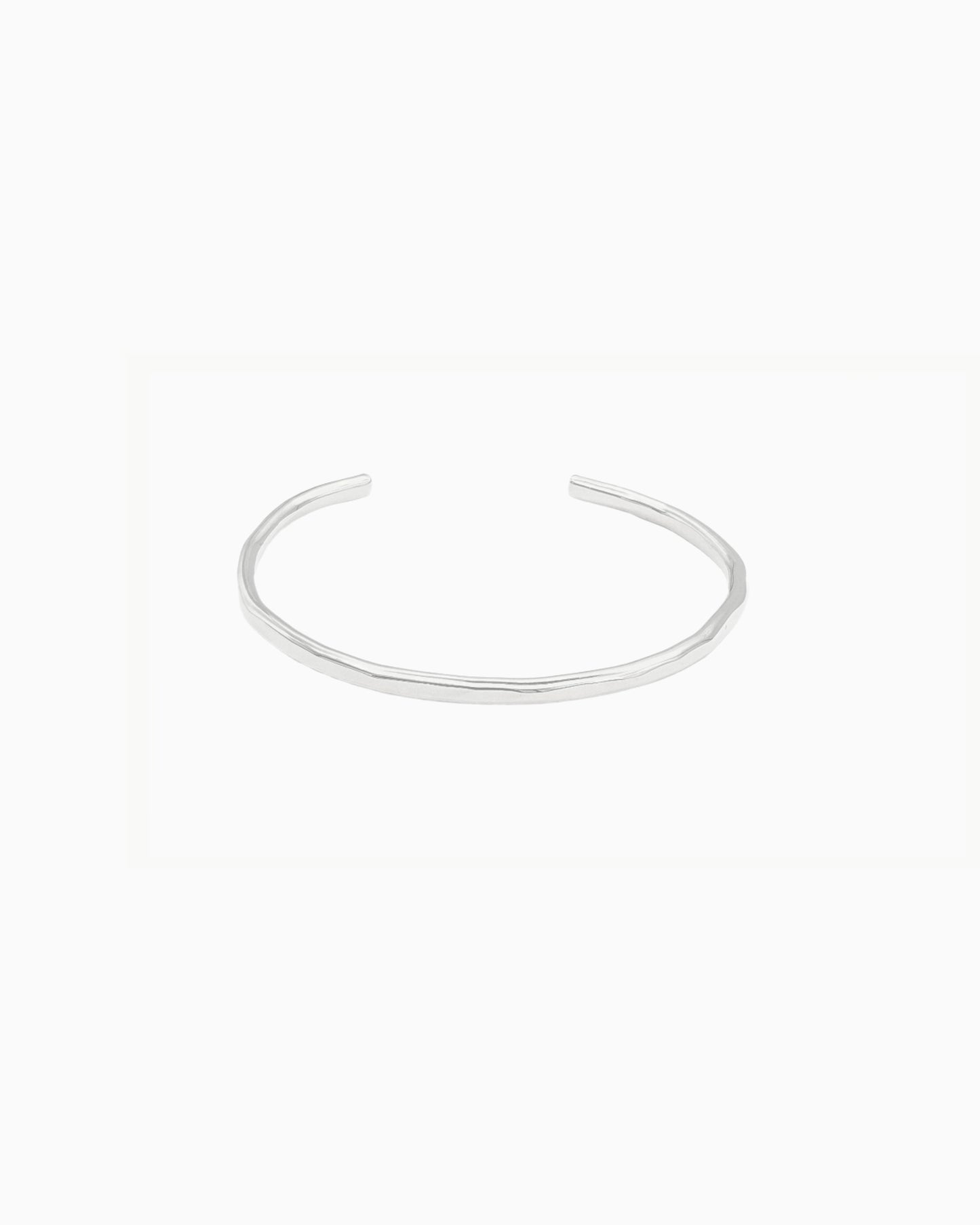 hand hammered silver wire cuff bracelet with organic texture