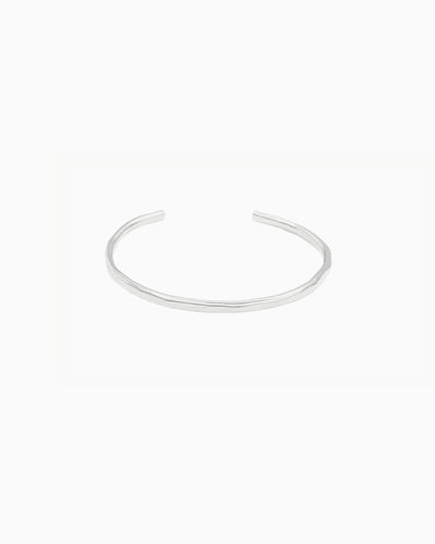 hand hammered silver wire cuff bracelet with organic texture