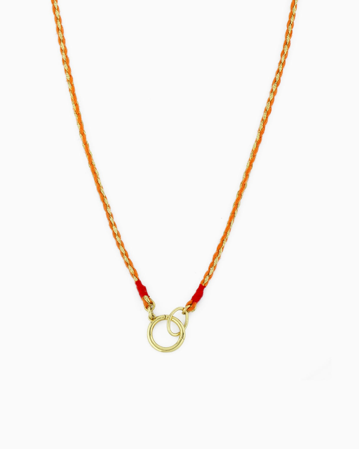 Hand-braided green cord necklace with a gold charm holder ring, designed to be worn alone or personalized with ZoHaYo Clip-On Charms.