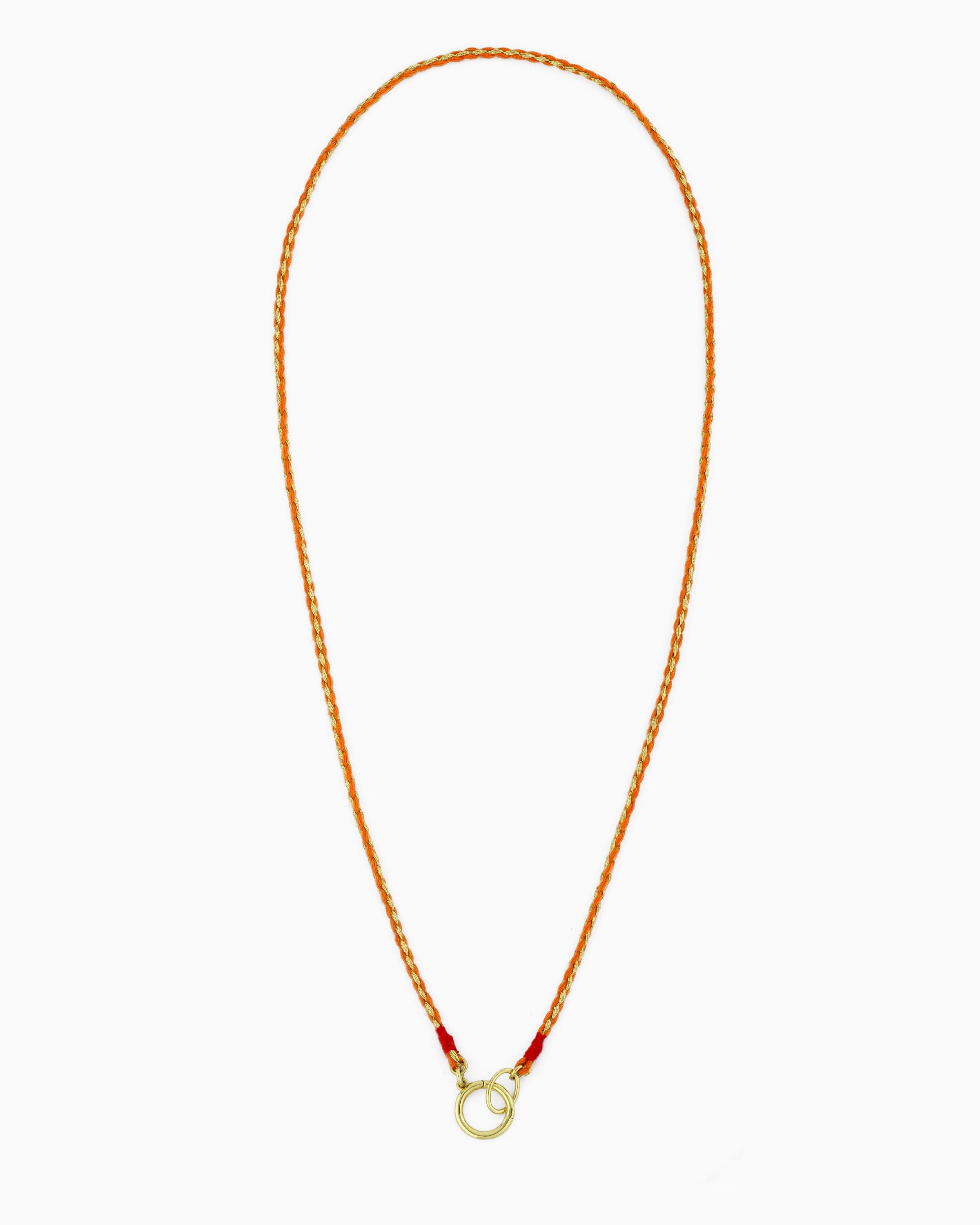 Hand-braided green cord necklace with a gold charm holder ring, designed to be worn alone or personalized with ZoHaYo Clip-On Charms.