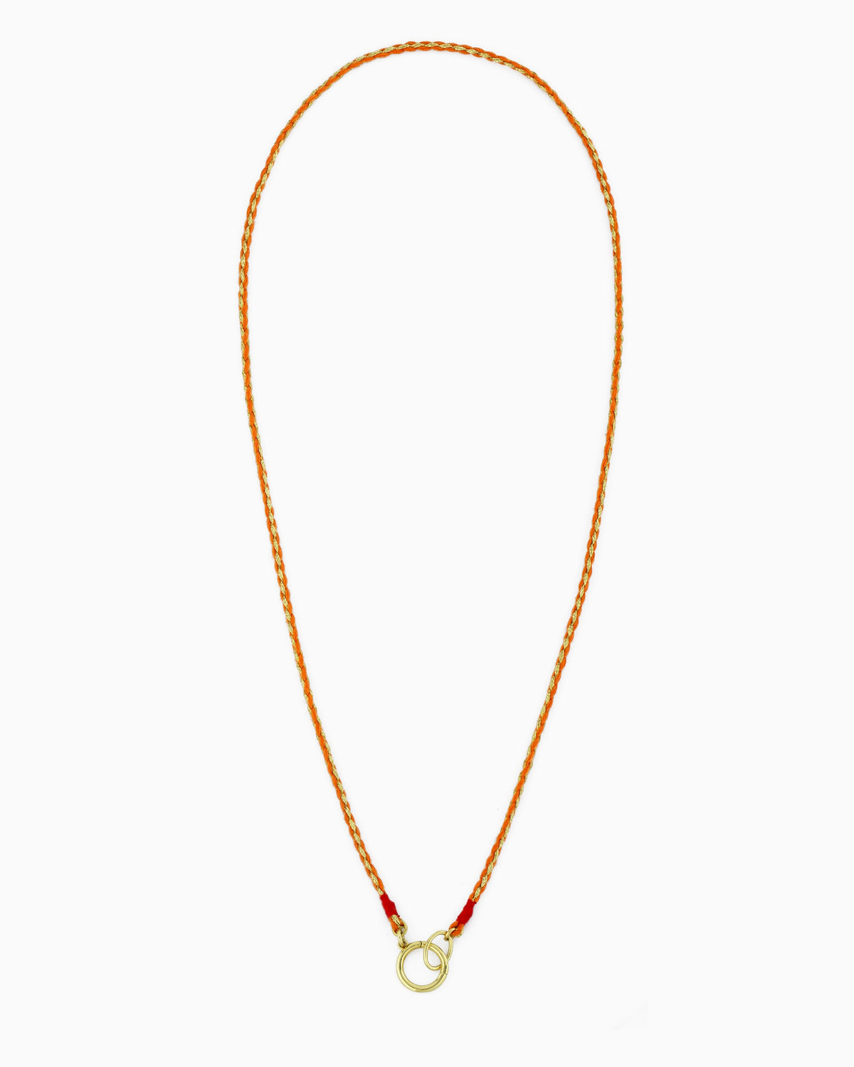 Hand-braided green cord necklace with a gold charm holder ring, designed to be worn alone or personalized with ZoHaYo Clip-On Charms.