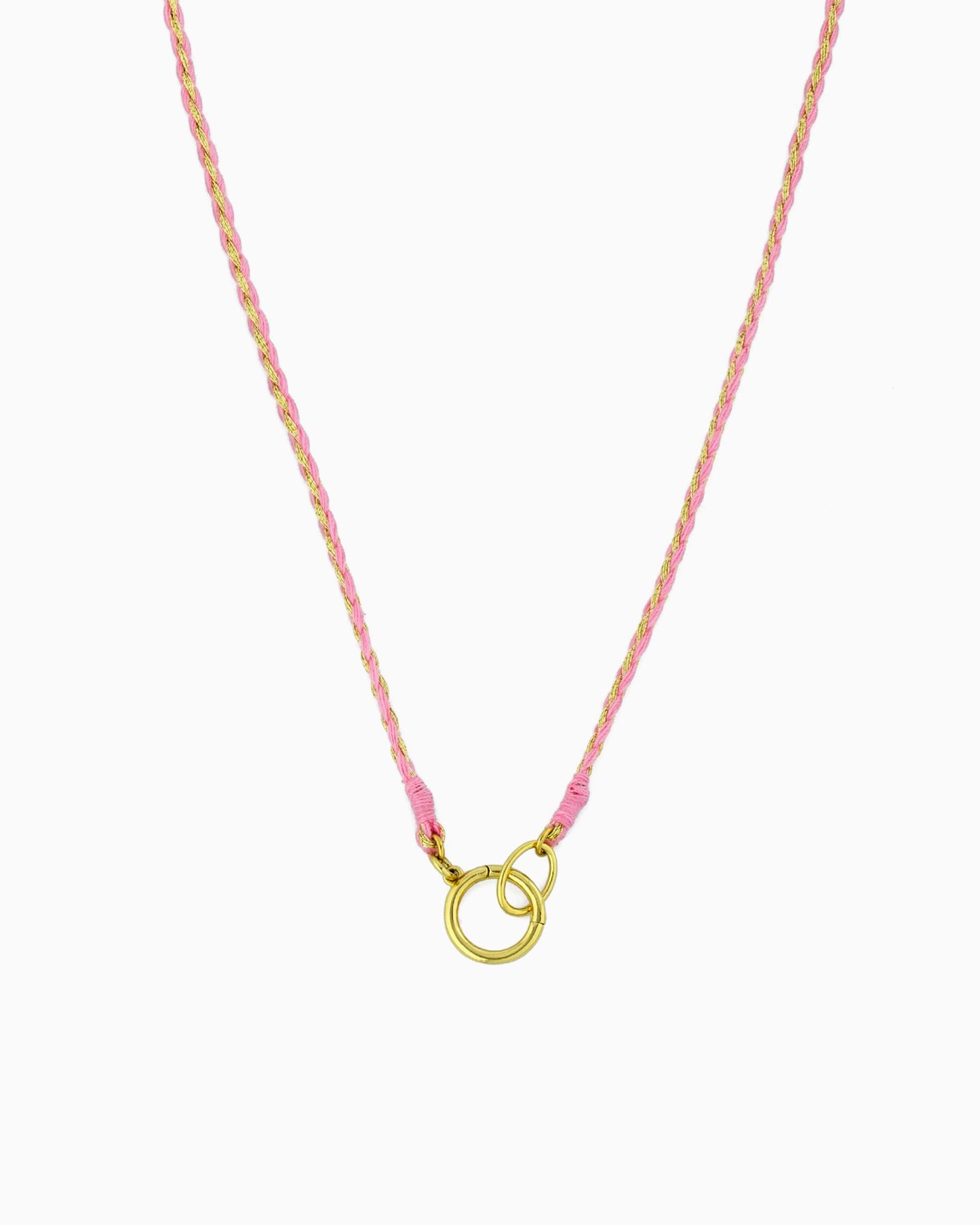 Hand-braided green cord necklace with a gold charm holder ring, designed to be worn alone or personalized with ZoHaYo Clip-On Charms.