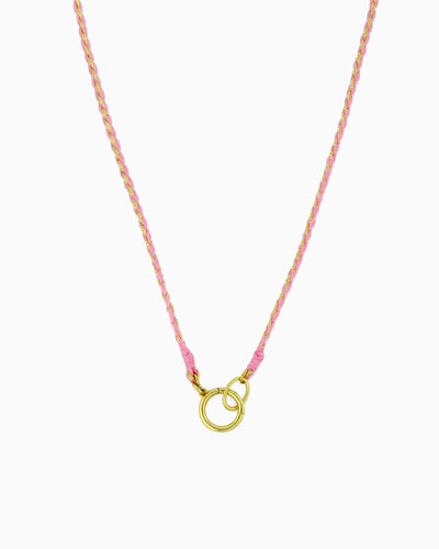 Hand-braided green cord necklace with a gold charm holder ring, designed to be worn alone or personalized with ZoHaYo Clip-On Charms.