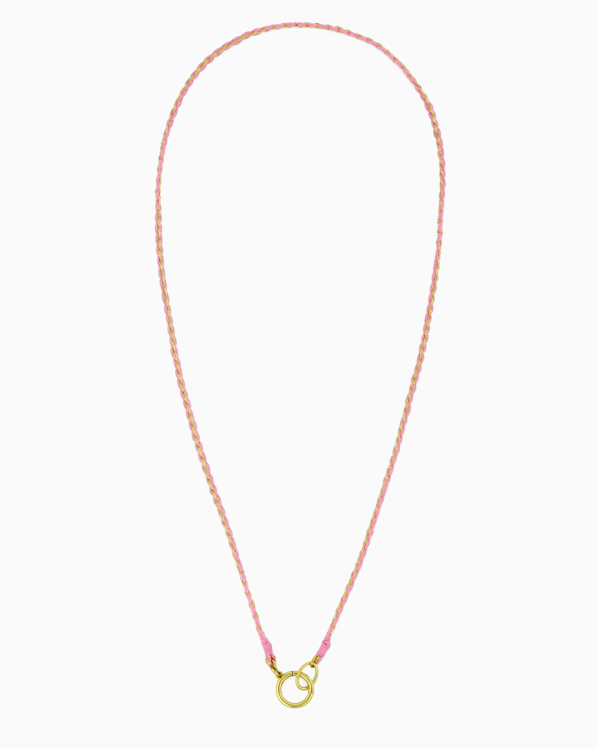 Hand-braided green cord necklace with a gold charm holder ring, designed to be worn alone or personalized with ZoHaYo Clip-On Charms.