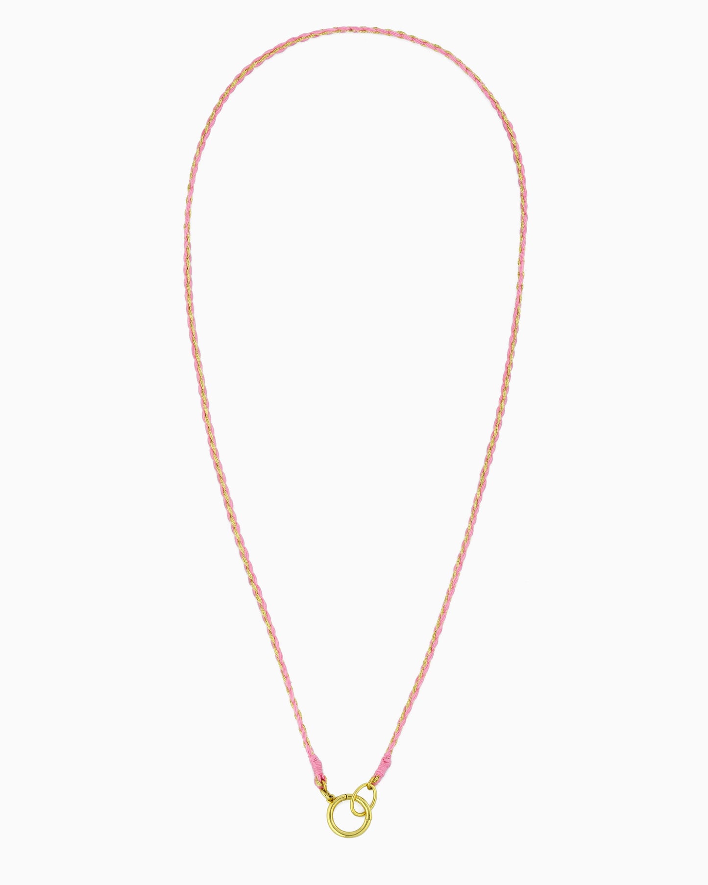 Hand-braided green cord necklace with a gold charm holder ring, designed to be worn alone or personalized with ZoHaYo Clip-On Charms.