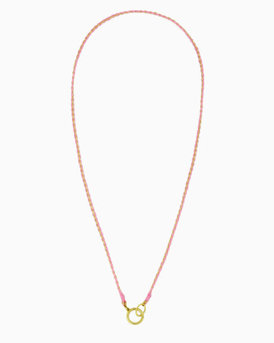 Hand-braided green cord necklace with a gold charm holder ring, designed to be worn alone or personalized with ZoHaYo Clip-On Charms.