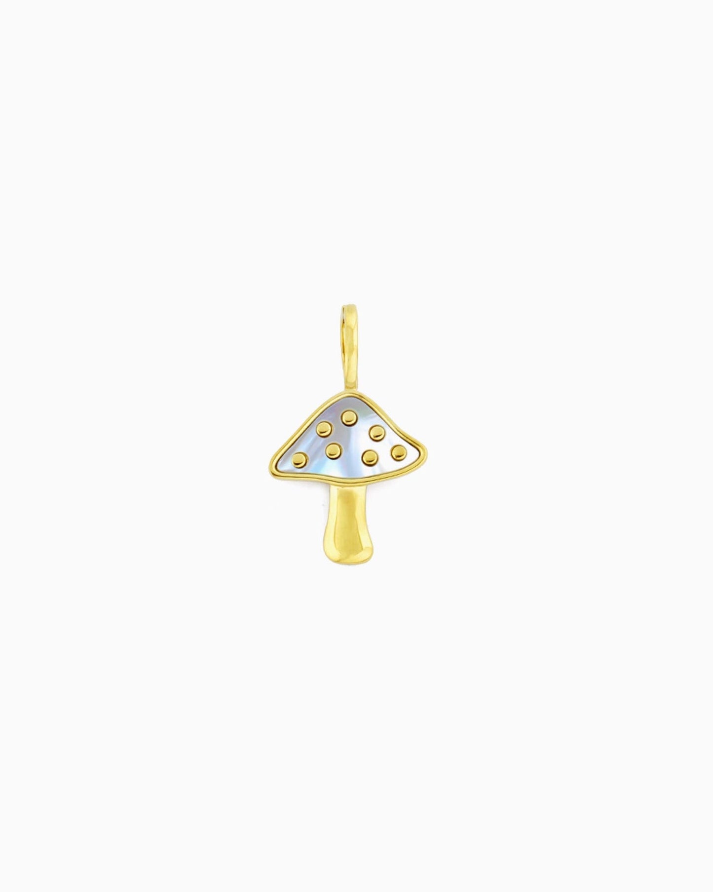 gold pvd plated mother of pearl inlay mushroom clip-on charm